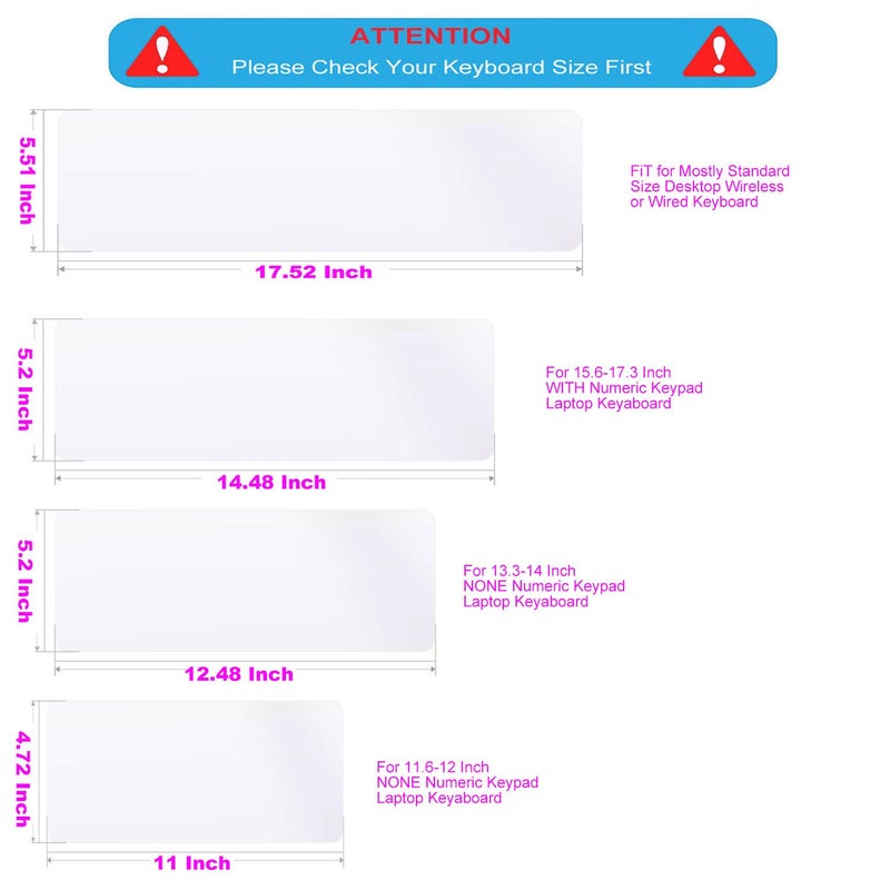 MUBUY-GOL 14.48" x 5.2" Universal Keyboard Cover Skin Design for 15.6"-17.3" Laptop Notebook with Numeric Keypad Keyboard, Ultra Thin Silicone Waterproof Keyboard Cover Protector-Clear - Image 2